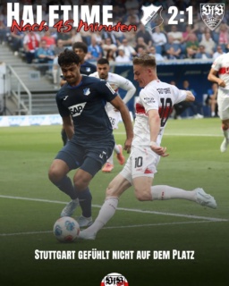 Halbzeit in Hoffenheim 1:2. Der ist überhaupt nicht im Spiel. Die Tore der Hoffenheimer gehen zu einfach. Der Pluspunkt für die Schwaben: nur 1:2. Im zweiten Durchgang muss deutlich mehr kommen.