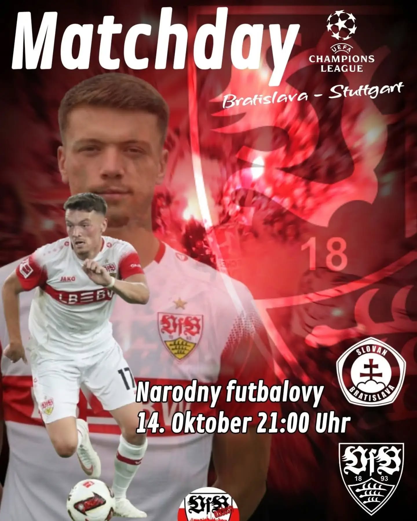 Liebe VfB-Fans, heute steigt das zweite Champions League Spiel der Saison in Bratislava. Es gilt, auf dem Sieg in Paderborn ergebnistechnisch aufzubauen und die Spielweise dabei zu verbessern.