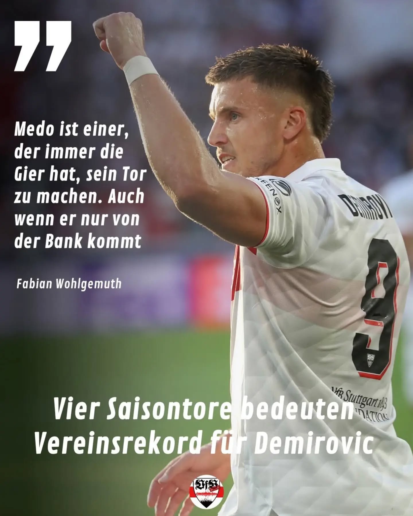 Vier Tore in einer Saison hat bis gestern noch kein Spieler für den VfB in der Champions League geschossen. Ermedin Demirovic ist damit Rekordhalter und kann den Rekord in den kommenden Spielen noch nach oben schrauben