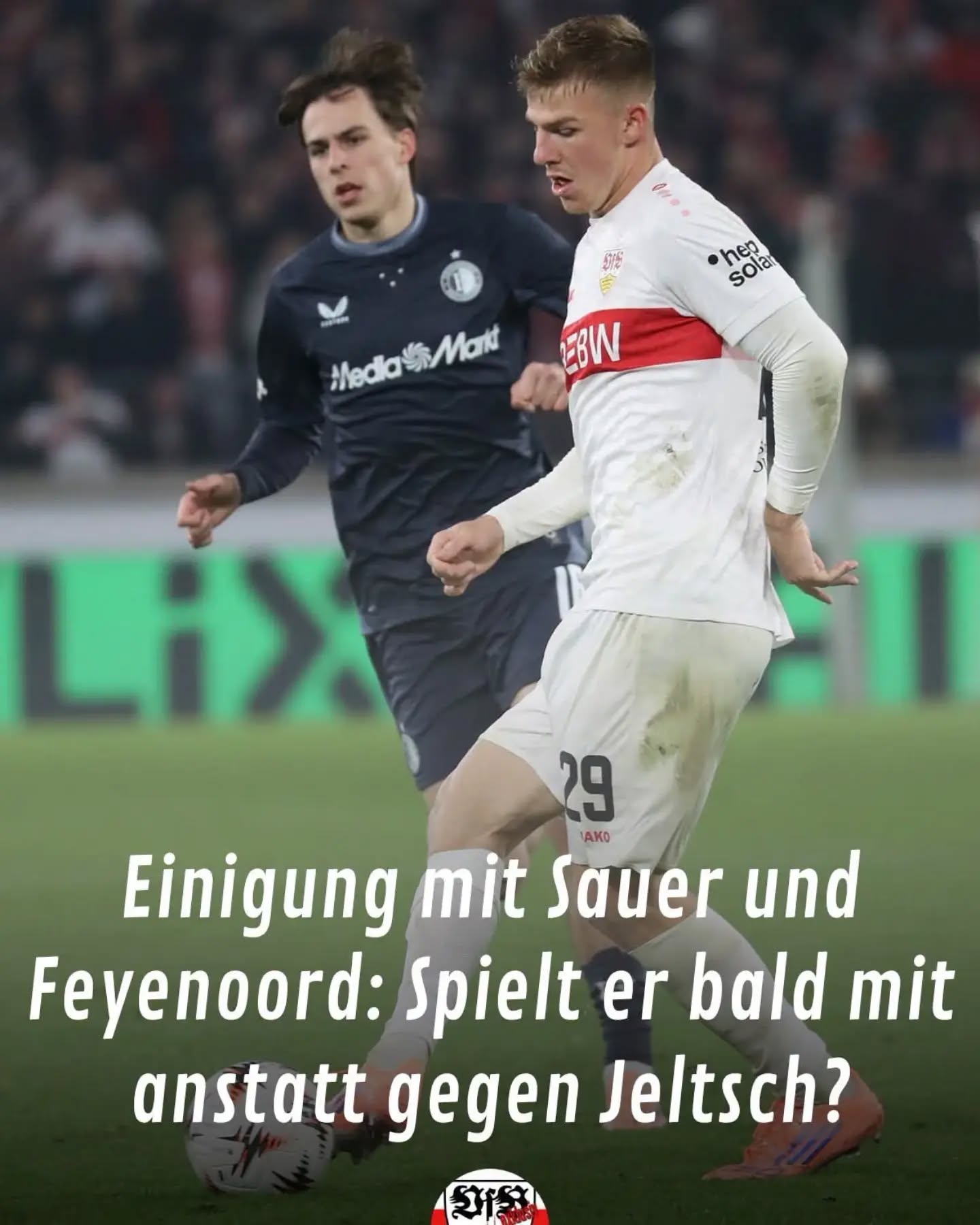 Laut mehreren Medien hat der VfB mit Leo Sauer und seinem aktuellen Verein Feyenoord Rotterdam eine Einigung über den Wechsel nach Stuttgart erzielt und damit unter anderem Hoffenheim und Benfica ausgestochen. Zwischen 12 und 13 Mio. Euro überweist der VfB. Vertrag bis 2031.  Der Medizincheck steht noch aus.