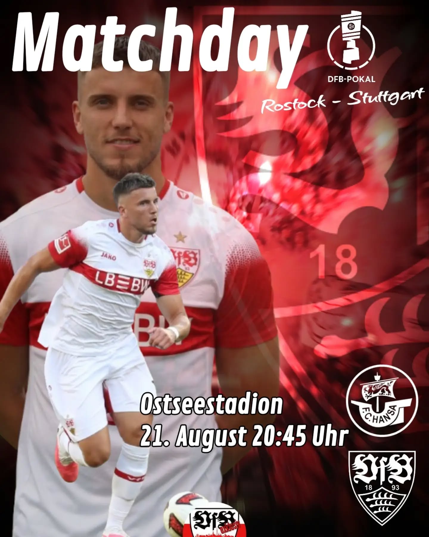 Liebe VfB-Fans, nach der Saisonvorbereitung, startet der VfB nun in die neue Saison. Nicht zum ersten Mal, geht es in Rostock um den Einzug in die zweite Pokalrunde. Sebastian Hoeneß war mit den Tests und der Vorbereitung zufrieden.

Ich bin es irgendwie nicht. Nicht weil die Tests nicht gut gewesen wären, sondern weil die Nationalspieler meiner Meinung nach zu spät eingestiegen sind und jetzt über die Pflichtspiele hinweg wieder in den Flow kommen müssen. Gut, dass der Kader breit und stark besetzt ist. 

Der Coach hat es gestern bereits erwähnt, Hansa hat schon zwei Pflichtspiele absolviert, die sind bereits im Wettkampfmodus. Wir müssen unsere Qualität auf den Platz bringen, dann sollte die Hürde zu nehmen sein. Auf einen guten Start in die Saison.