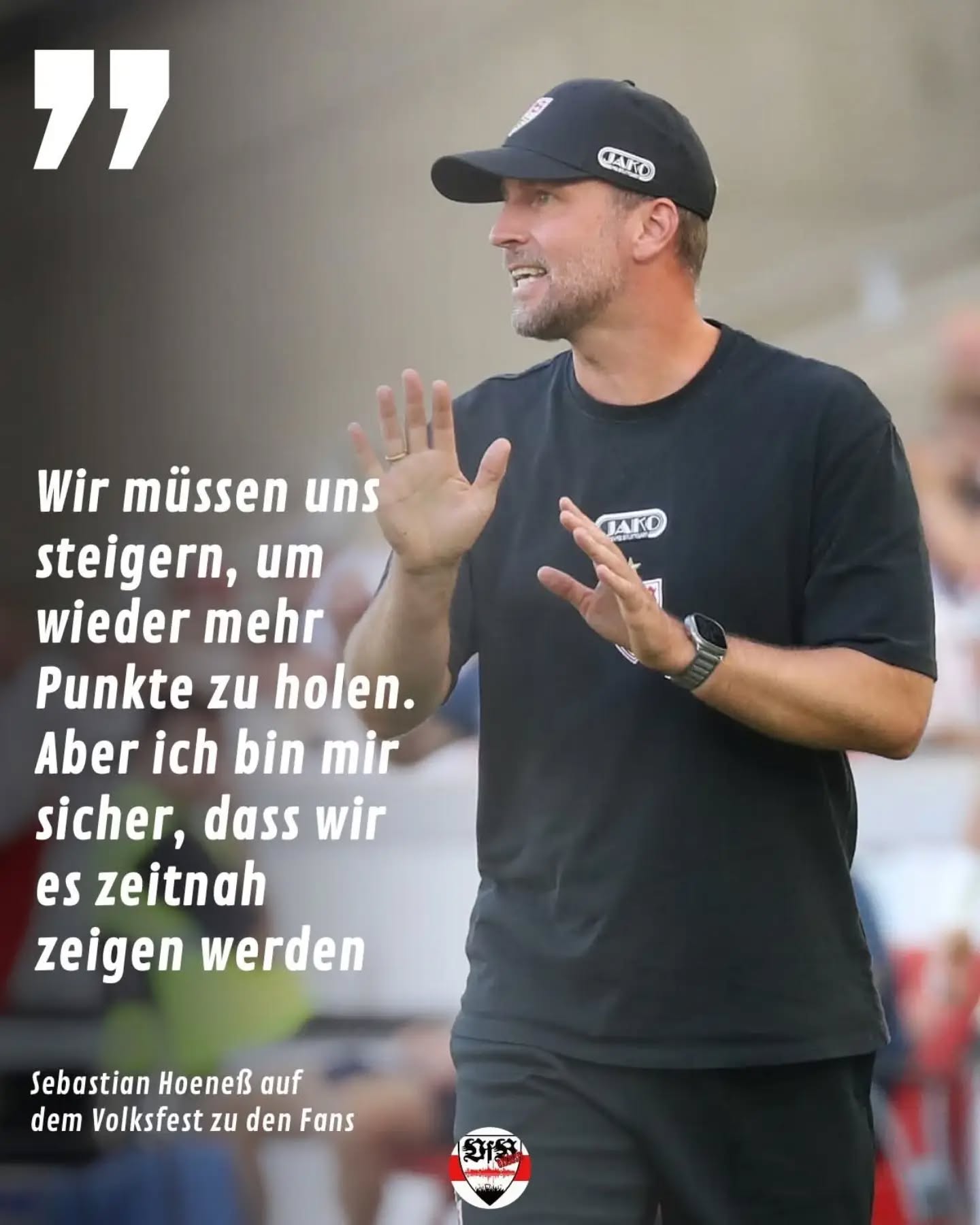 Sebastian Hoeneß beim Wasentag auf dem Cannstatter Volksfest zu den Fans. (Bild)