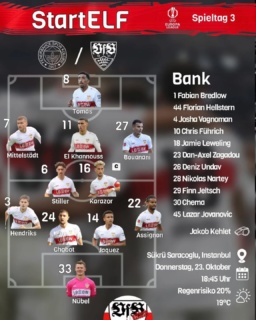 Die VfB-Startelf bei Fenerbahce