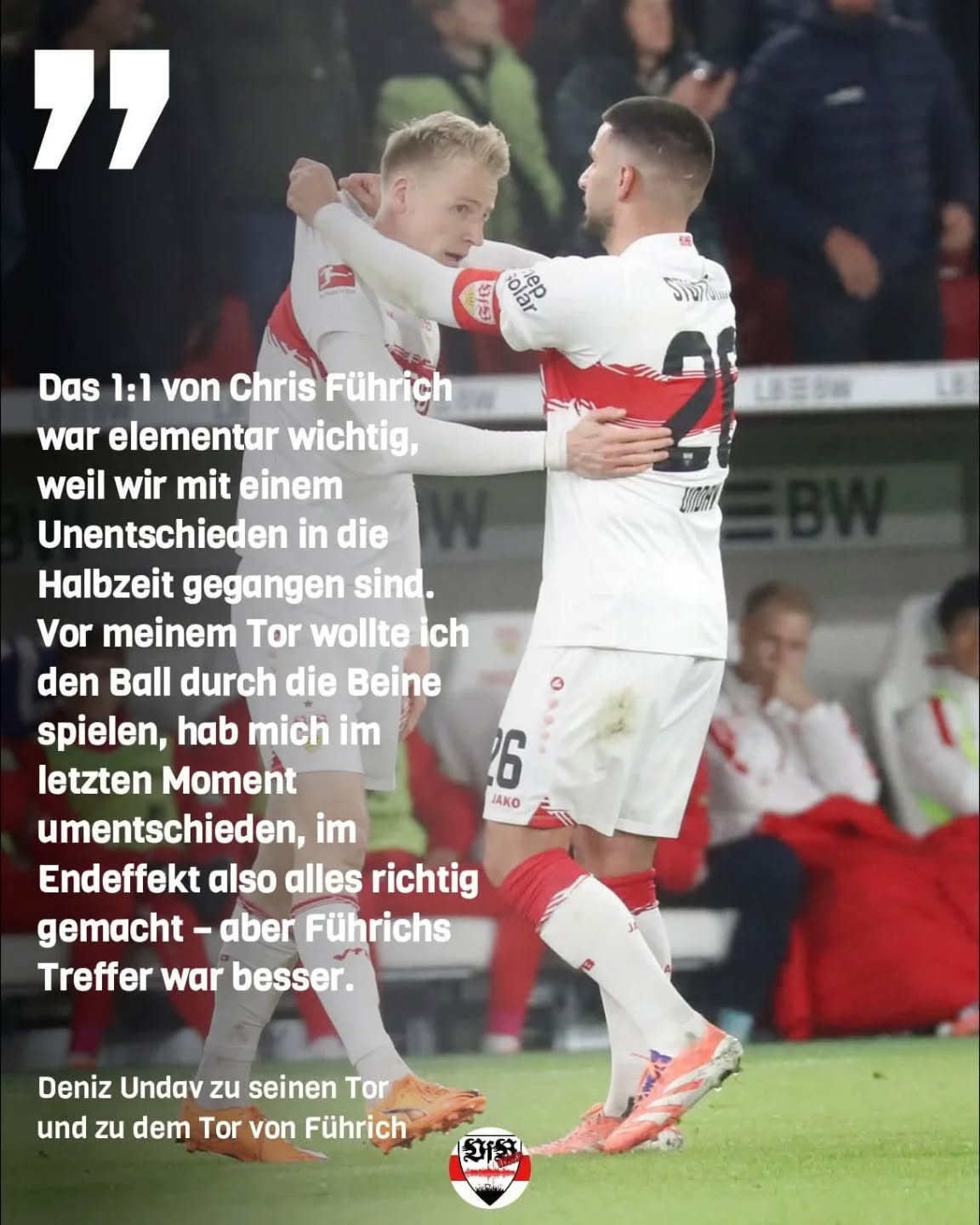 Deniz Undav äußert sich zu seinem Siegtreffer und zum Ausgleich von Chris Führich. (StN)