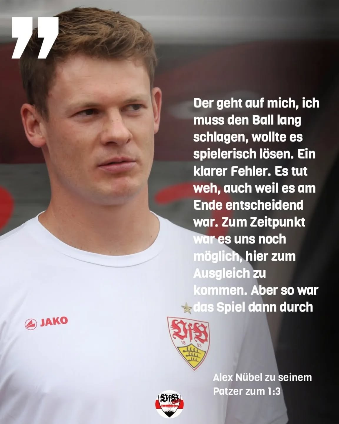 Alex Nübel nach dem Patzer zum 1:3 (StN)