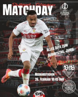 Jamie Leweling feiert heute seinen 2️⃣5️⃣. Geburtstag. Alles Gute!
Liebe VfB-Fans, an Jamies Geburtstag steigt am Abend das Rückspiel der Play-Offs gegen Celtic Glasgow. Der VfB geht aus dem Hinspiel mit einem 4:1 Vorsprung in den zweiten Teil der Runde. Keine Frage, bei so einem Hinspiel-Ergebnis sollte daheim nicht mehr viel anbrennen. Aber auch die größte Führung, kann noch eingeholt werden. Hoffen wir auf ein gutes Spiel des VfB. Wenn die Leistung stimmt, wird es auch fürs Achtelfinale reichen. Bis später und allen viel Spaß beim Spiel, ob im Stadion oder vor dem TV