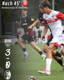 Die U17 führt gegen Freiburg zur Pause verdient mit 3:0
