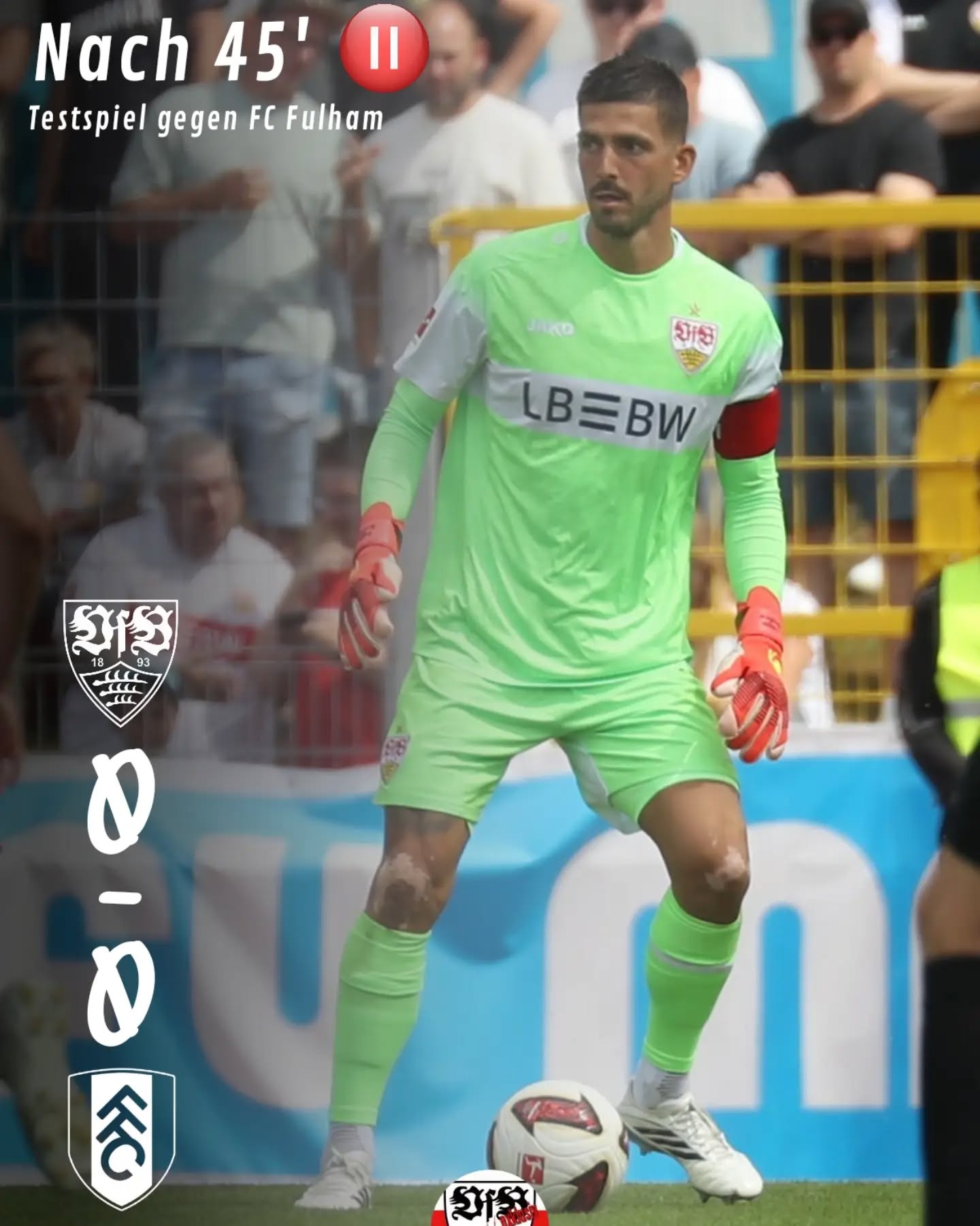 Halbzeit in London 0:0. Fulham hat die besseren Chancen. Fabian Bredlow ist bislang gut beschäftigt, macht seine Sache aber gut.