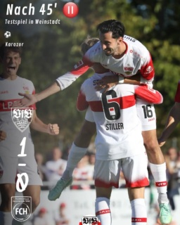 Halbzeit in Weinstadt. 1:0 Im Test gegen Heidenheim führt der VfB durch einen Treffer von Atakan Karazor