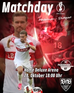 Liebe VfB-Fans, es geht wieder nach Paderborn, dieses Mal in einen anderen Wettbewerb. Heute geht's um zwei Dinge. Wieder Selbstvertrauen zu tanken und natürlich ne Runde weiterkommen.